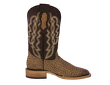 Mens Sand Cowboy Boots Elephant Print Leather - Square Toe