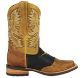 Mens Honey Brown Western Leather Cowboy Boots Longhorn - Square Toe