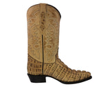 Mens Rustic Sand Alligator Tail Print Leather Cowboy Boots J Toe