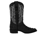 Mens Black Crocodile & Ostrich Print Leather Cowboy Boots - J Toe