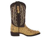 Mens Sand Crocodile & Ostrich Print Leather Cowboy Boots - J Toe