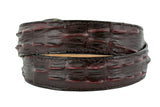 Black Cherry Western Belt Crocodile Tail Print Leather - Rodeo Buckle