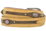 Sand Western Cowboy Leather Belt Navajo Concho - Silver Buckle