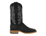 Mens Black Cowboy Boots Bull Neck Print Leather - Square Toe