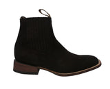 Mens Black Chelsea Boots Smooth Nubuck Leather - Square Toe