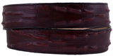 Burgundy Western Belt Crocodile Tail Print Leather - Silver Buckle