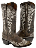 Womens Stella Brown Leather Western Boots - Snip Toe