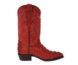 Mens Red Crocodile & Ostrich Print Leather Cowboy Boots J Toe