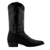 Mens Black Alligator Back Print Leather Cowboy Boots J Toe