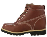 Mens Cognac Work Boots Leather Slip Resistant Lace Up Soft Toe - #650TR