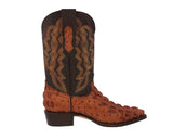 Mens Cognac Crocodile & Ostrich Print Leather Cowboy Boots - J Toe