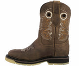 Mens Work Boot Steel Toe Leather Distressed Brown Slip Resistant Botas Trabajo