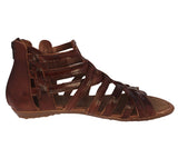 Womens Authentic Huaraches Real Leather Sandals Zipper Cognac - #201