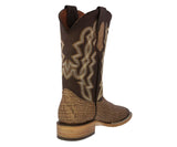 Mens Sand Cowboy Boots Elephant Print Leather - Square Toe