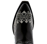 Womens Stella Black Leather Cowboy Boots - Snip Toe