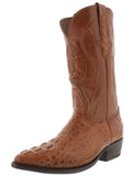 Rustic Brown Leather Cowboy Boots Real Crocodile Tail Skin J Toe