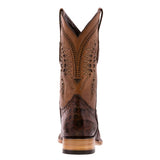 Mens Brown Western Wear Leather Cowboy Boots Elephant Print Square Toe