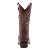 Mens Brown Alligator Tail Print Leather Cowboy Boots Round Toe