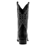 Mens Black Teju Lizard Print Leather Cowboy Boots Round Toe