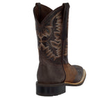 Mens Dark Brown Western Leather Cowboy Boots Longhorn - Square Toe
