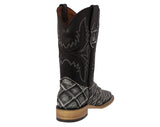 Mens Gray Cowboy Boots Pirarucu Fish Print - Square Toe