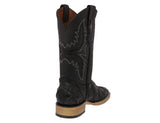 Mens Black Cowboy Boots Pirarucu Fish Print - Square Toe