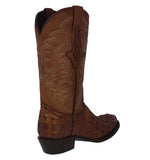 Mens Brown Alligator Back Print Leather Cowboy Boots Round Toe