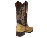 Mens Sand Crocodile & Ostrich Print Leather Cowboy Boots - J Toe