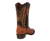 Mens Cognac Crocodile & Ostrich Print Leather Cowboy Boots - J Toe