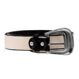 Black Western Cowboy Belt Pirarucu Fish Leather - Silver Buckle