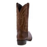 Mens Brown Cowboy Boots Western Wear Solid Leather Snip Toe