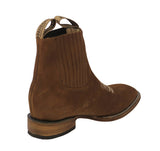 Mens Light Brown Chelsea Cowboy Boots Nubuck Leather - Square Toe