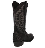 Mens Black Alligator Back Print Leather Cowboy Boots Round Toe