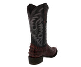 Mens Black Cherry Alligator Tail Print Leather Cowboy Boots J Toe