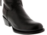 Womens Italia Black Leather Cowboy Boots Equestrian - Round Toe