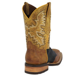 Mens Honey Brown Western Leather Cowboy Boots Longhorn - Square Toe