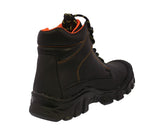 Mens #S004 Black Leather Work Boots - Steel Toe