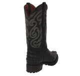 Mens Black Motorcycle Boots Crocodile Tail Print - J Toe