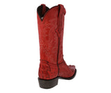 Mens Red Crocodile & Ostrich Print Leather Cowboy Boots J Toe