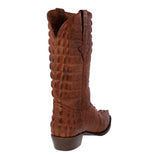 Mens Cognac Full Crocodile Tail Print Cowboy Boots - J Toe