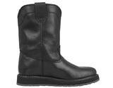 Mens Black Work Boots Real Leather Oil Resistant Pull On - #700W