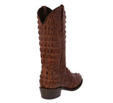 Mens Cognac Full Crocodile Tail Print Cowboy Boots - Round Toe