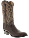 Men's Brown Genuine Ostrich Foot Skin Cowboy Boots J Toe - CP1