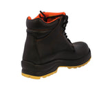 Mens #S001 Black Leather Work Boots - Steel Toe