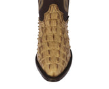 Mens Sand Crocodile & Ostrich Print Leather Cowboy Boots - J Toe