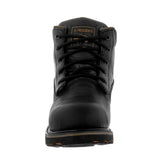 Mens Black Work Boots Leather Slip Resistant Lace Up Steel Toe - #S600TR