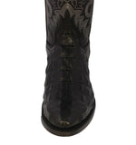 Mens Black Alligator Back Print Leather Cowboy Boots Round Toe