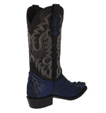 Mens Denim Blue Crocodile & Ostrich Print Leather Cowboy Boots J Toe