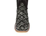 Mens Gray Cowboy Boots Pirarucu Fish Print - Square Toe