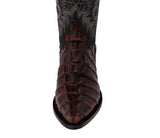 Mens Black Cherry Alligator Tail Print Leather Cowboy Boots J Toe